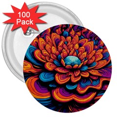 Flowers Painting 3  Buttons (100 Pack)  by Ravend