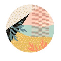 Leaves Pattern Design Colorful Decorative Texture Mini Round Pill Box by Vaneshop