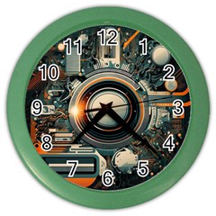 Illustrations Technology Robot Internet Processor Color Wall Clock by Vaneshop