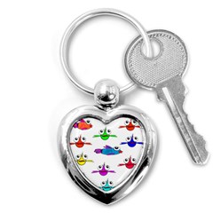 Fish Swim Cartoon Funnycute Key Chain (heart) by Sapixe