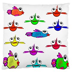 Fish Swim Cartoon Funnycute Large Premium Plush Fleece Cushion Case (one Side) by Sapixe