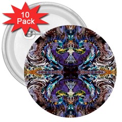  Violet Symmetry 3  Buttons (10 Pack)  by kaleidomarblingart
