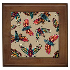 Tattoos Colorful Seamless Pattern Framed Tile by Amaryn4rt