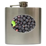 Blackberries-background-black-dark Hip Flask (6 oz) Front