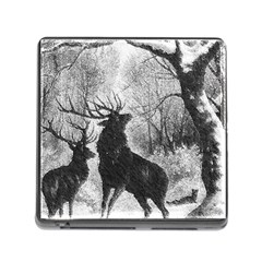 Stag-deer-forest-winter-christmas Memory Card Reader (square 5 Slot) by Amaryn4rt