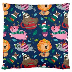 Funny-animal Christmas-pattern Large Premium Plush Fleece Cushion Case (two Sides) by Amaryn4rt
