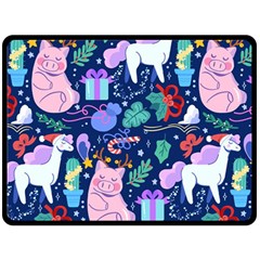 Colorful-funny-christmas-pattern Pig Animal Fleece Blanket (large) by Amaryn4rt