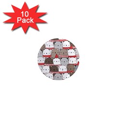 Cute Adorable Bear Merry Christmas Happy New Year Cartoon Doodle Seamless Pattern 1  Mini Magnet (10 Pack)  by Amaryn4rt
