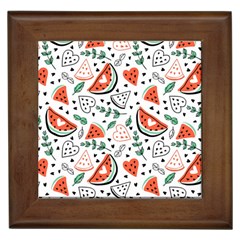 Seamless-vector-pattern-with-watermelons-mint Framed Tile by Amaryn4rt