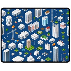 Isometric-seamless-pattern-megapolis Fleece Blanket (medium) by Amaryn4rt