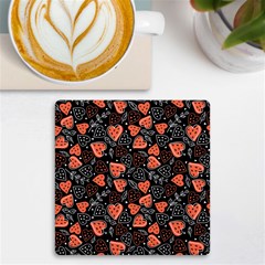Seamless-vector-pattern-with-watermelons-hearts-mint Uv Print Square Tile Coaster  by Amaryn4rt
