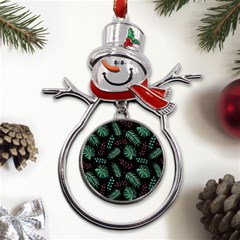 Mixed-background-patterns Metal Snowman Ornament by Amaryn4rt