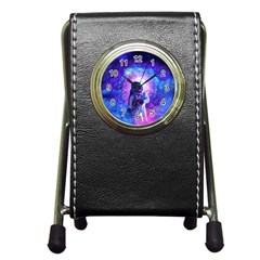 The Cosmonaut Galaxy Art Space Astronaut Pen Holder Desk Clock by Pakjumat