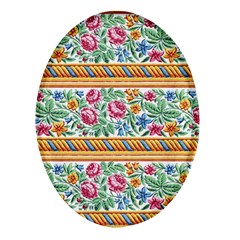 Flower Fabric Design Oval Glass Fridge Magnet (4 Pack) by Pakjumat