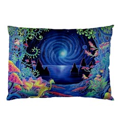 Psychedelic Mushrooms Psicodelia Dream Blue Pillow Case by Modalart