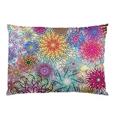 Psychedelic Flowers Yellow Abstract Psicodelia Pillow Case by Modalart
