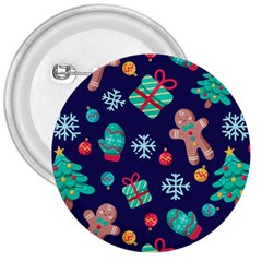 Christmas Texture New Year Background Trees Retro Pattern 3  Buttons by Sarkoni