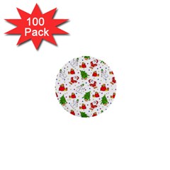 Christmas Santa Pattern Tree 1  Mini Buttons (100 Pack)  by Sarkoni