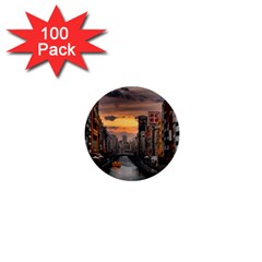 River Buildings City Urban 1  Mini Buttons (100 Pack)  by Sarkoni