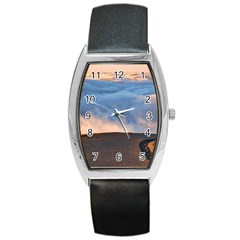 Landscape Sky Clouds Mountain Road Barrel Style Metal Watch by Sarkoni