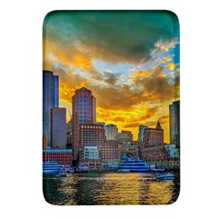 Boston Skyline Cityscape River Rectangular Glass Fridge Magnet (4 Pack) by Sarkoni