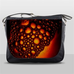 Bubbles Abstract Art Gold Golden Messenger Bag by Dutashop