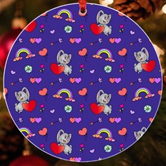 Rabbit Hearts Texture Seamless Pattern Uv Print Acrylic Ornament Round by Ravend