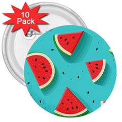 Watermelon Fruit Slice 3  Buttons (10 Pack)  by Ravend