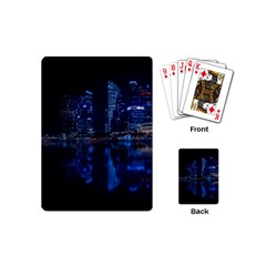 Illuminated Cityscape Against Blue Sky At Night Playing Cards Single Design (mini) by Modalart