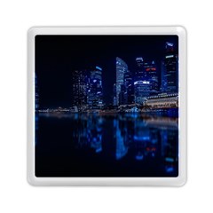 Illuminated Cityscape Against Blue Sky At Night Memory Card Reader (square) by Modalart