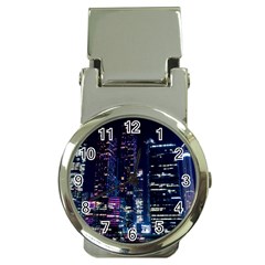 Black Building Lighted Under Clear Sky Money Clip Watches by Modalart