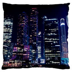 Black Building Lighted Under Clear Sky Standard Premium Plush Fleece Cushion Case (one Side) by Modalart