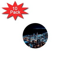 Aerial Photography Of Lighted High Rise Buildings 1  Mini Buttons (10 Pack)  by Modalart