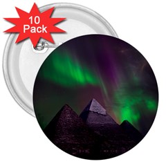 Fantasy Pyramid Mystic Space Aurora 3  Buttons (10 Pack)  by Grandong