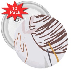 Abstract Hand Vine Lines Drawing 3  Buttons (10 Pack)  by Ndabl3x