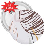 Abstract Hand Vine Lines Drawing 3  Buttons (10 pack)  Front