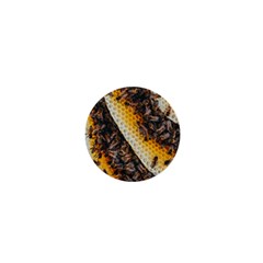 Yellow And Black Bees On Brown And Black 1  Mini Buttons by Ndabl3x