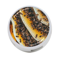 Yellow And Black Bees On Brown And Black 4-port Usb Hub (one Side) by Ndabl3x