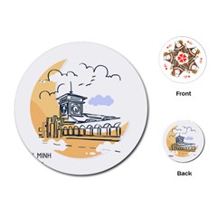 Poster Map Flag Lotus Boat Playing Cards Single Design (round) by Grandong