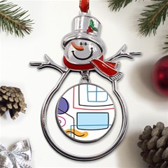 Sketch Line Art Doodles Design Metal Snowman Ornament by Grandong