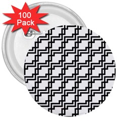 Pattern Monochrome Repeat 3  Buttons (100 Pack)  by Apen