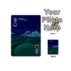 Adventure Time Cartoon Night Green Color Sky Nature Playing Cards 54 Designs (mini) by Sarkoni