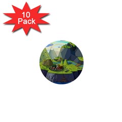 Cartoon Network Mountains Landscapes Seas Illustrations Adventure Time Rivers 1  Mini Buttons (10 Pack)  by Sarkoni