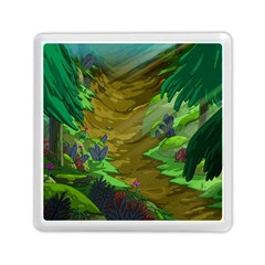 Green Pine Trees Wallpaper Adventure Time Cartoon Green Color Memory Card Reader (square) by Sarkoni