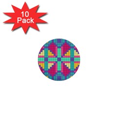 Checkerboard Squares Abstract Texture Patterns 1  Mini Buttons (10 Pack)  by Apen