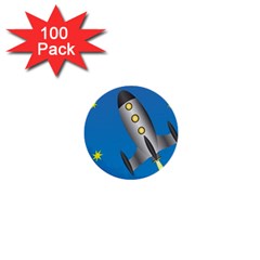 Rocket Spaceship Space Travel Nasa 1  Mini Buttons (100 Pack)  by Ravend