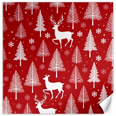 Christmas Tree Deer Pattern Red Canvas 16  X 16  by Ravend