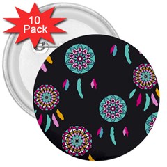 Dreamcatcher Seamless American 3  Buttons (10 Pack)  by Ravend