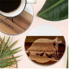 Kiwi Fruit Vitamins Healthy Cut Marble Wood Coaster (round) by Amaryn4rt