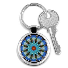 Pattern Blue Brown Background- Key Chain (round) by Amaryn4rt